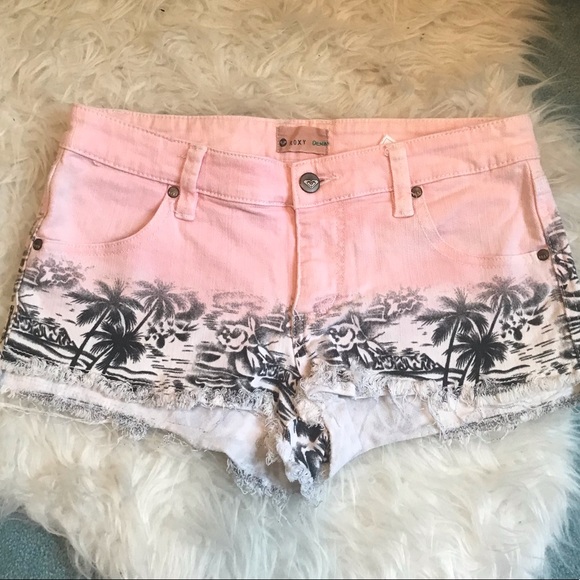 Roxy Pants - ROXY Patterned Denim Shorts Roxy Pants - ROXY Patterned Denim Shorts